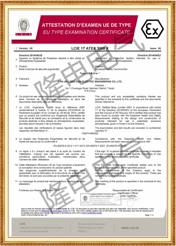 增强安全防爆接线盒（ATEX 认证）